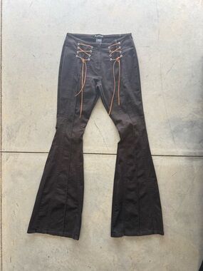 bebe lace up low rise flare jeans